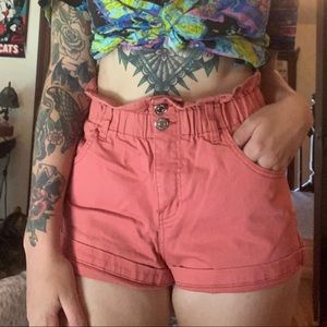 High Waisted Peach Denim Shorts